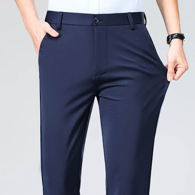 Men's High-Waist Four-Sided Elastic Ice Silk Trousers – Breathable and Comfortable - Emprize360