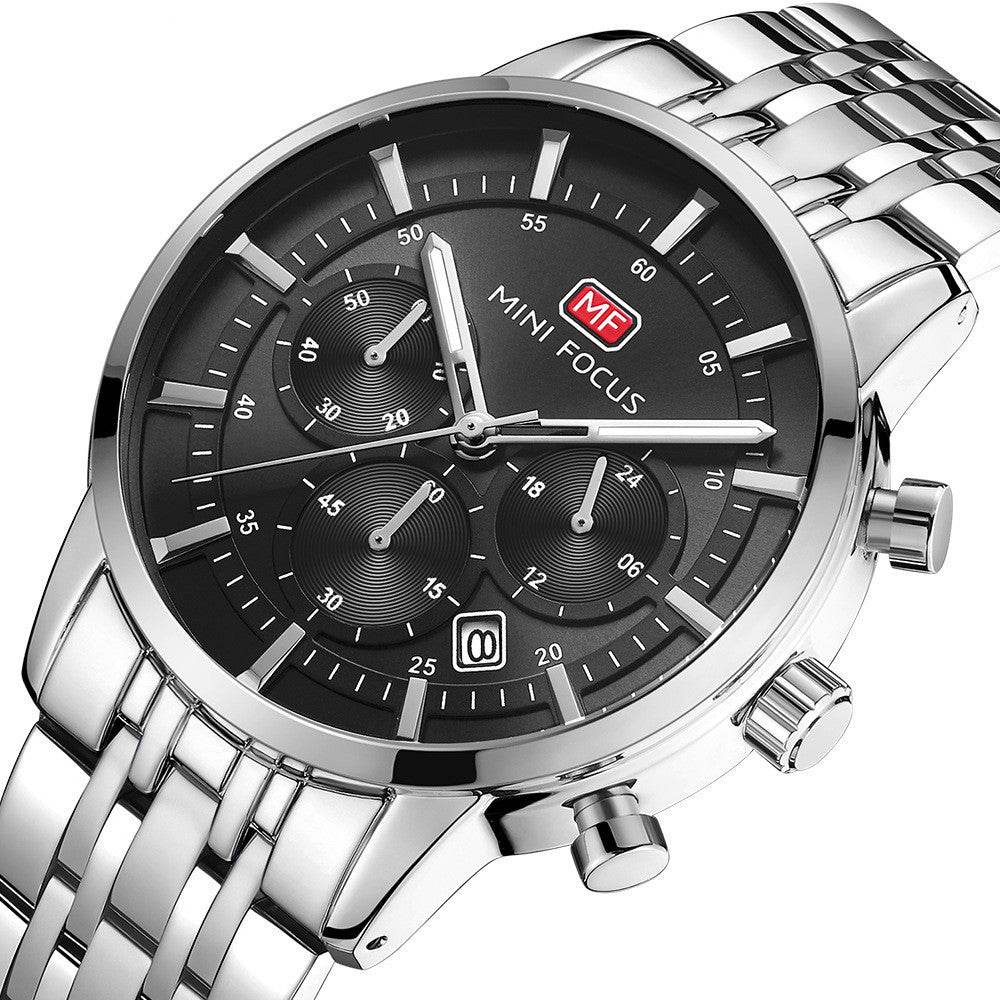 Waterproof steel band large dial luminous quartz watch - Emprize360