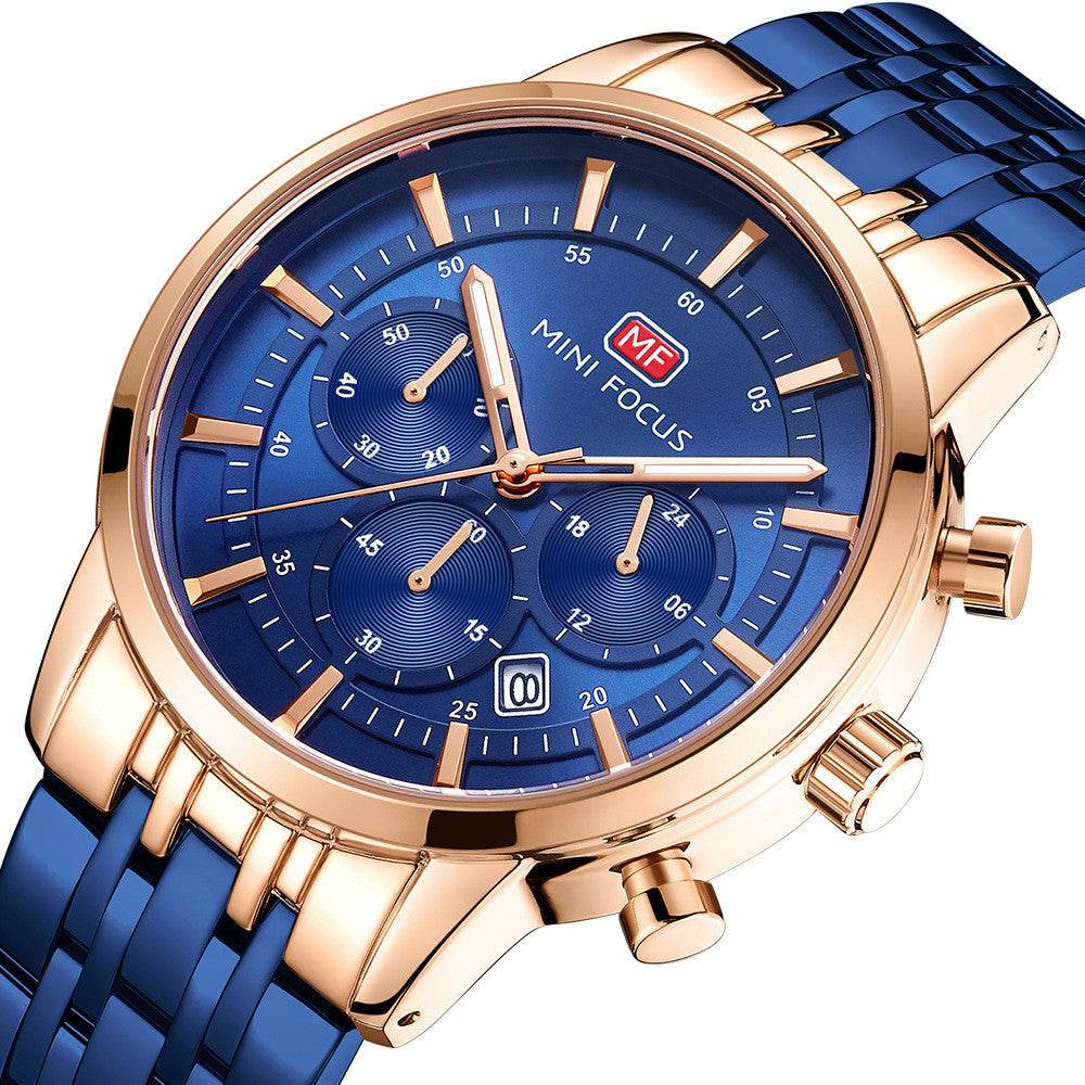 Waterproof steel band large dial luminous quartz watch - Emprize360