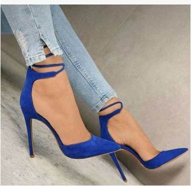 Sexy Pointed Toe Hollow Rivet One-Line High Heel Sandals – Plus Size Available - Emprize360