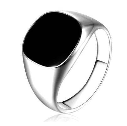 Sleek minimalist design personality domineering black drop oil men's ring classic men's ring - Emprize360