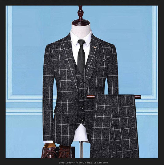 Men'sSuits, Checkered Suits, Three-Piece Suits, Work Suits, Professional Suits, Men's Clothing Trends - Emprize360