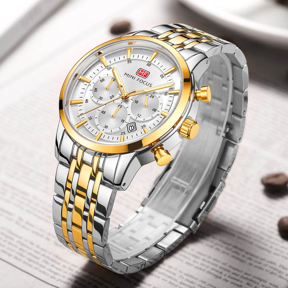 Waterproof steel band large dial luminous quartz watch - Emprize360