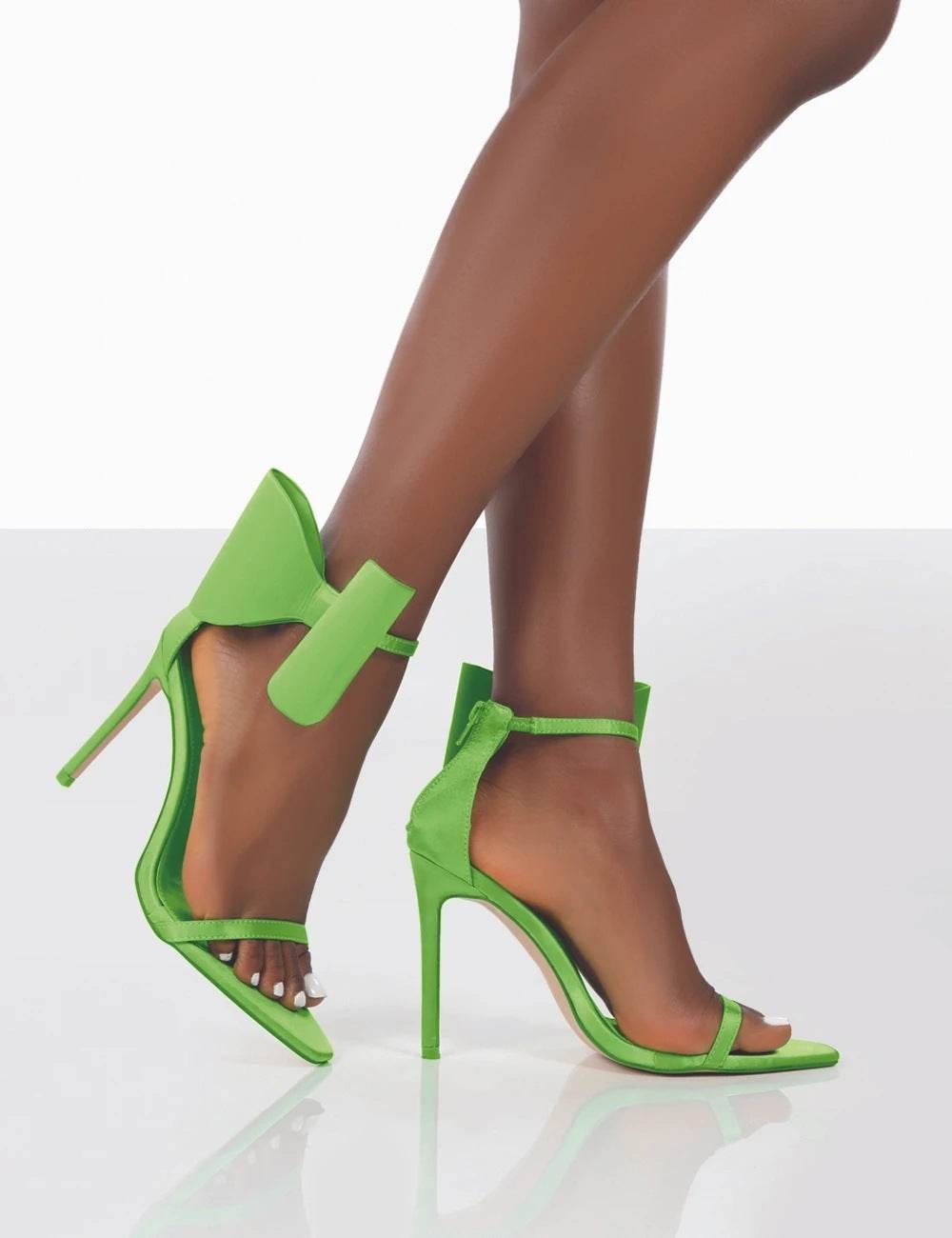 Pointed Toe Sexy Solid Color Minimalist Bowknot Buckle High Heel Sandals - Emprize360