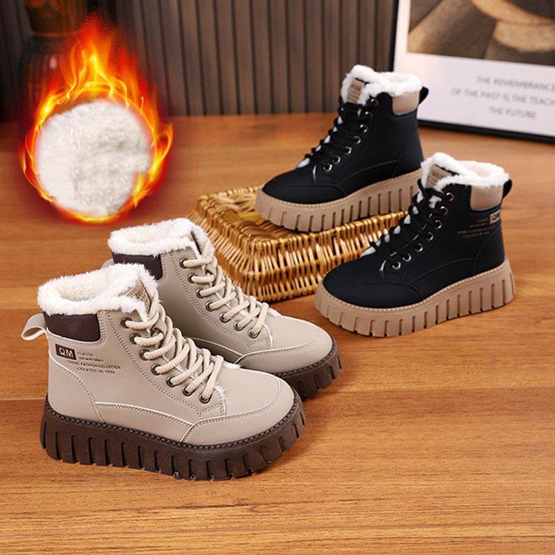 Women's Lace-up Snow Boots – Winter Warm Fleece Plush Casual Ankle Boots - Emprize360