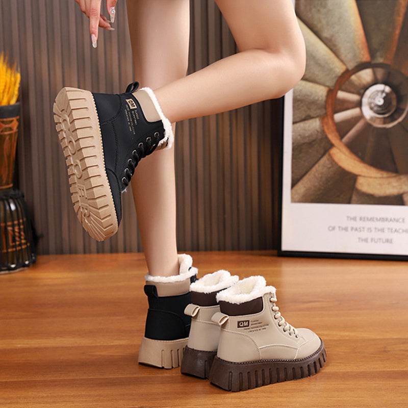 Women's Lace-up Snow Boots – Winter Warm Fleece Plush Casual Ankle Boots - Emprize360