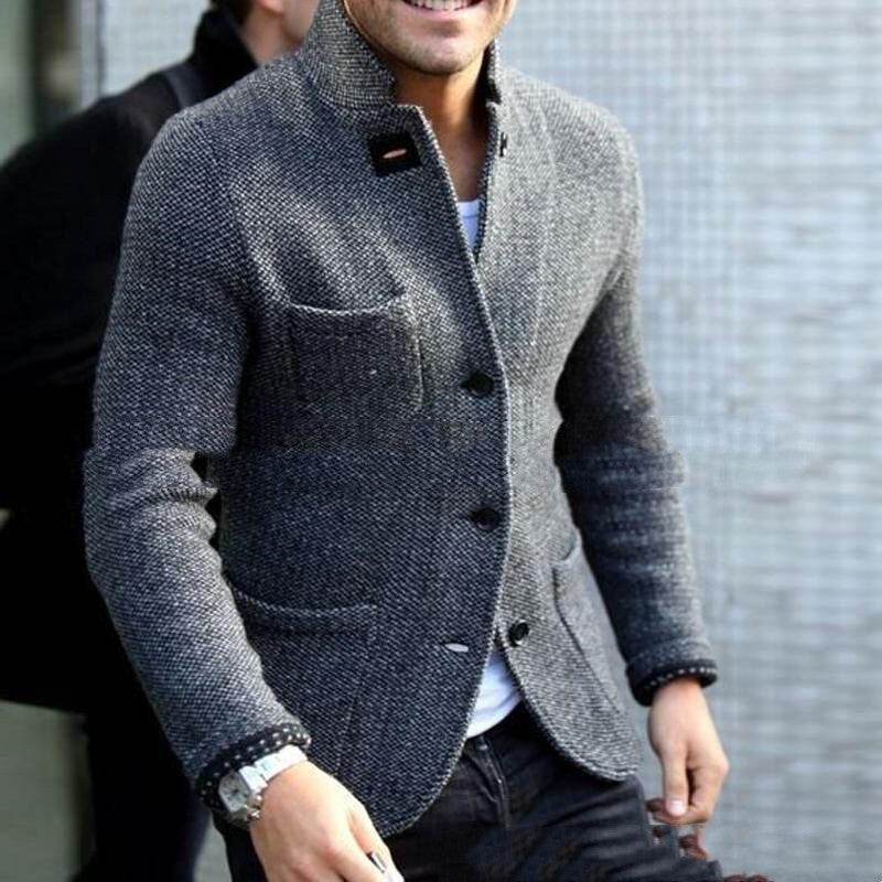 Men's Long Sleeve Slim Fit Stand Collar Cardigan - Warm Casual Bottoming Shirt - Emprize360