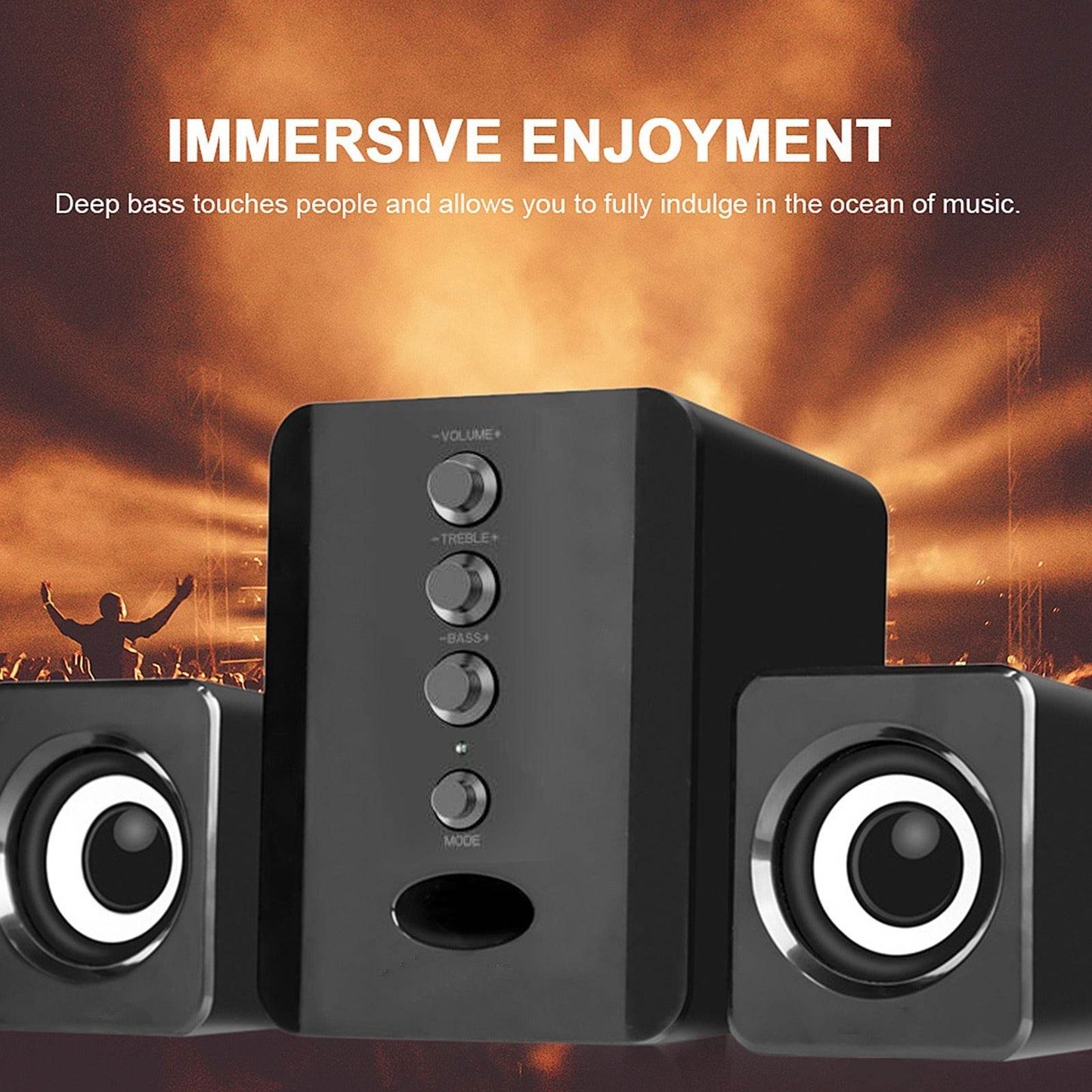 Portable USB-Powered Stereo Computer Speakers – Surround Sound for Laptop, Phone, Desktop, PC & TV – Sleek Black Design - Emprize360