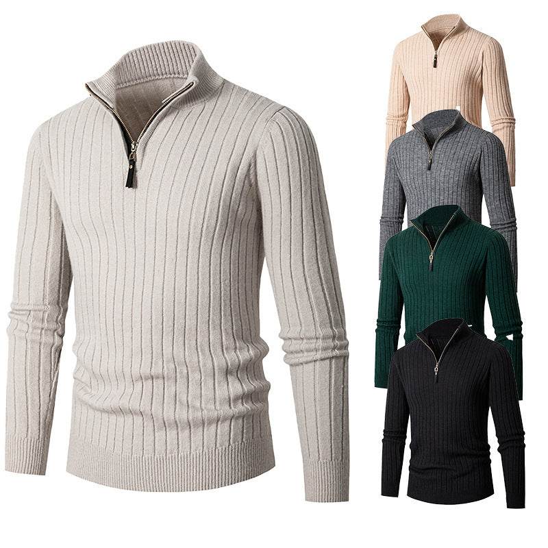 Men's Long-sleeved Half-turtleneck Zip-up Sweater - Emprize360
