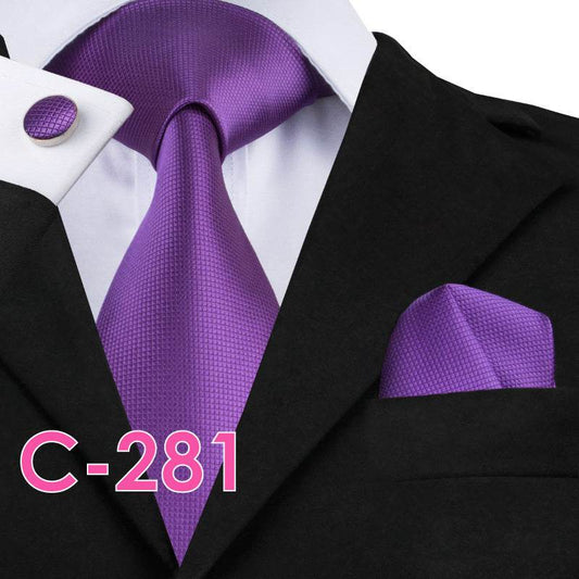 Solid Silk Mens Ties Neck Tie Set For Men Suits Tie Handker - Emprize360