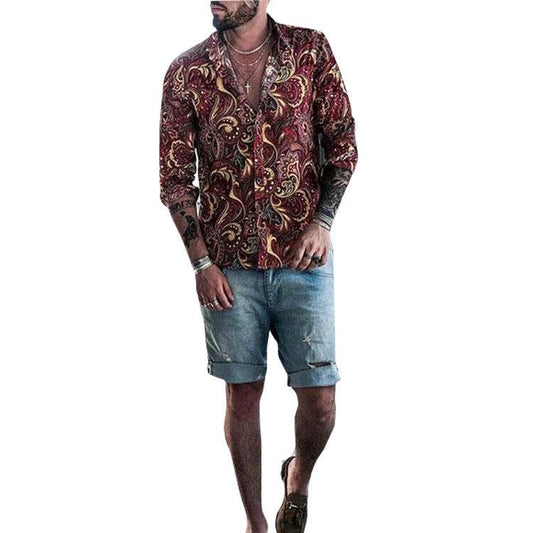 Trendy Men's Vacation Casual Top – Fashionable Pattern Print Shirt" - EMPRIZE 360