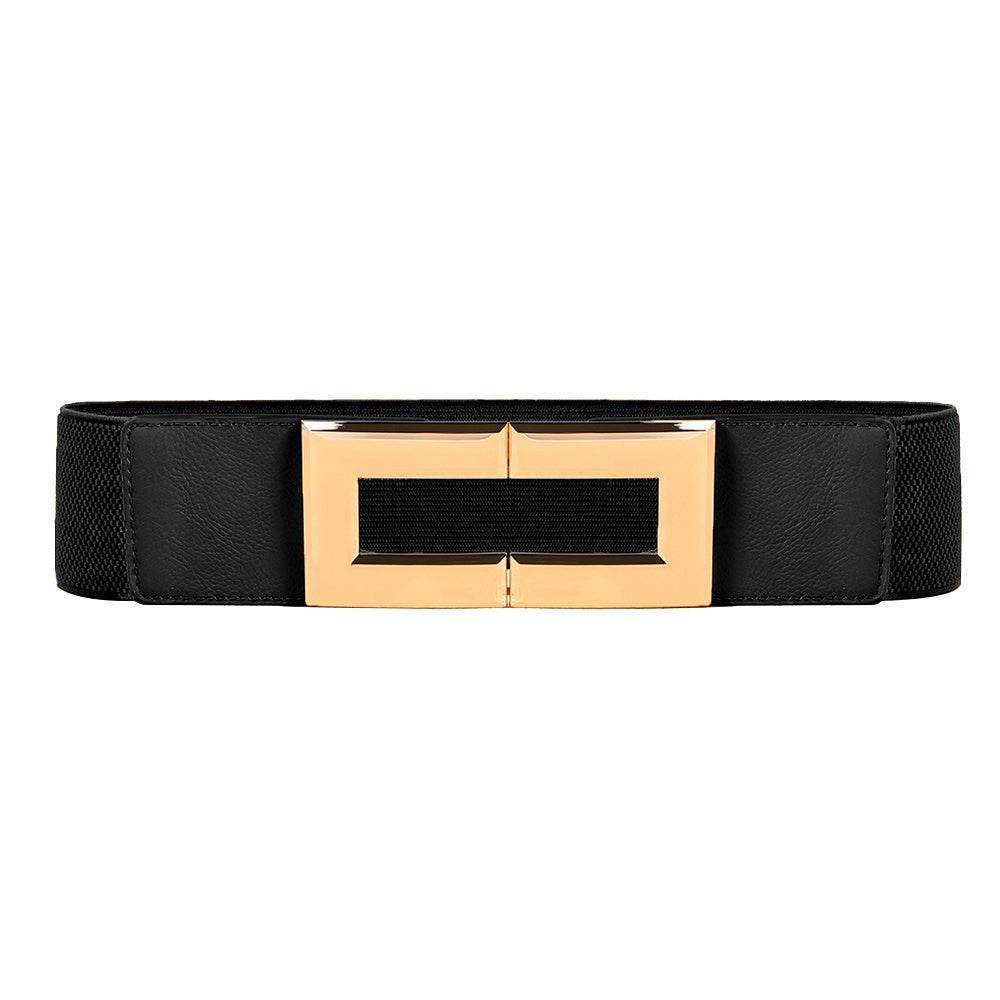 Stylish Women's Elastic Wide Belt with Metal Square Buckle – Multi-Colored Casual Accessory for Suits & Dresses" - EMPRIZE 360