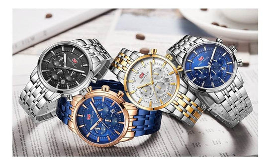 Waterproof steel band large dial luminous quartz watch - Emprize360