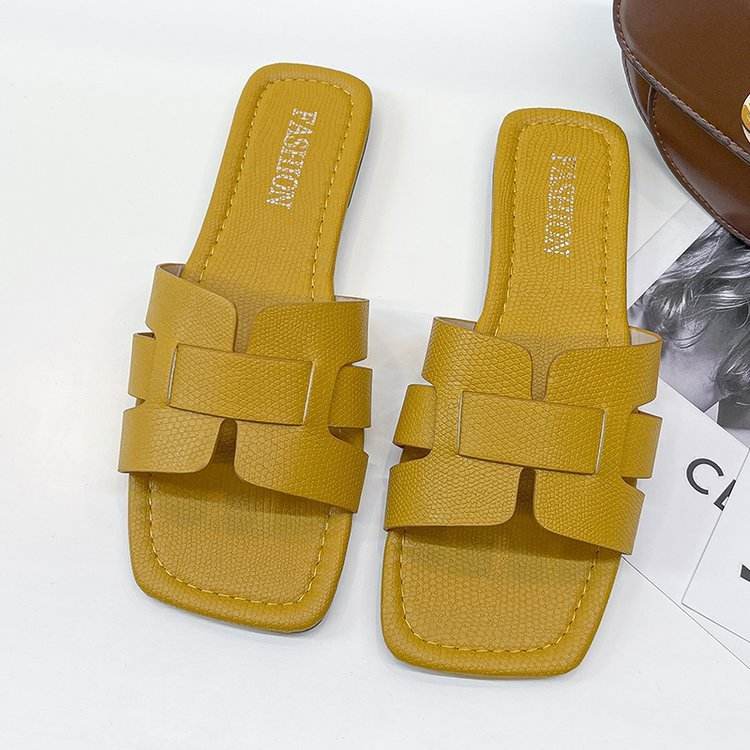 "Women's Fashion Leather Square-Toe Sandals - Stylish Outerwear Footwear" - EMPRIZE 360