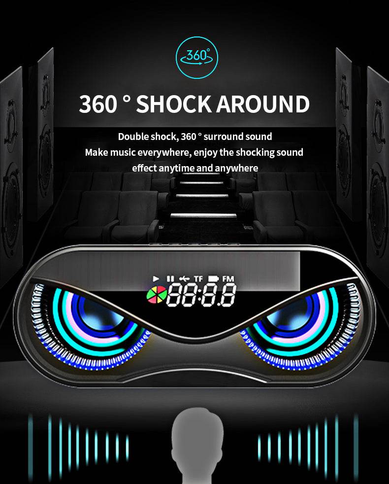 Stylish Bluetooth Speaker with Vibrant Colorful Lights, Dual Speakers, and Digital Controls - Emprize360