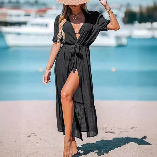 New Tencel Slub Cotton Long Cardigan & Skirt Set - Emprize360