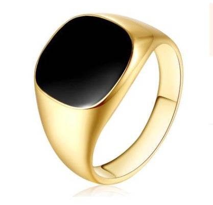 Sleek minimalist design personality domineering black drop oil men's ring classic men's ring - Emprize360