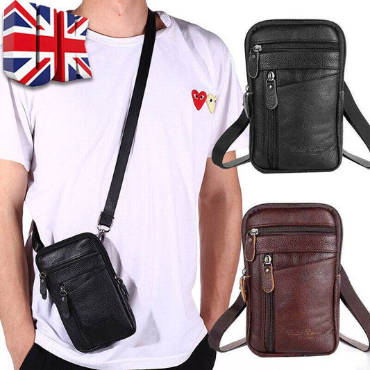Men's Premium Leather Multi-Functional Phone Pouch – Belt Bag, Crossbody & Shoulder Style - Emprize360