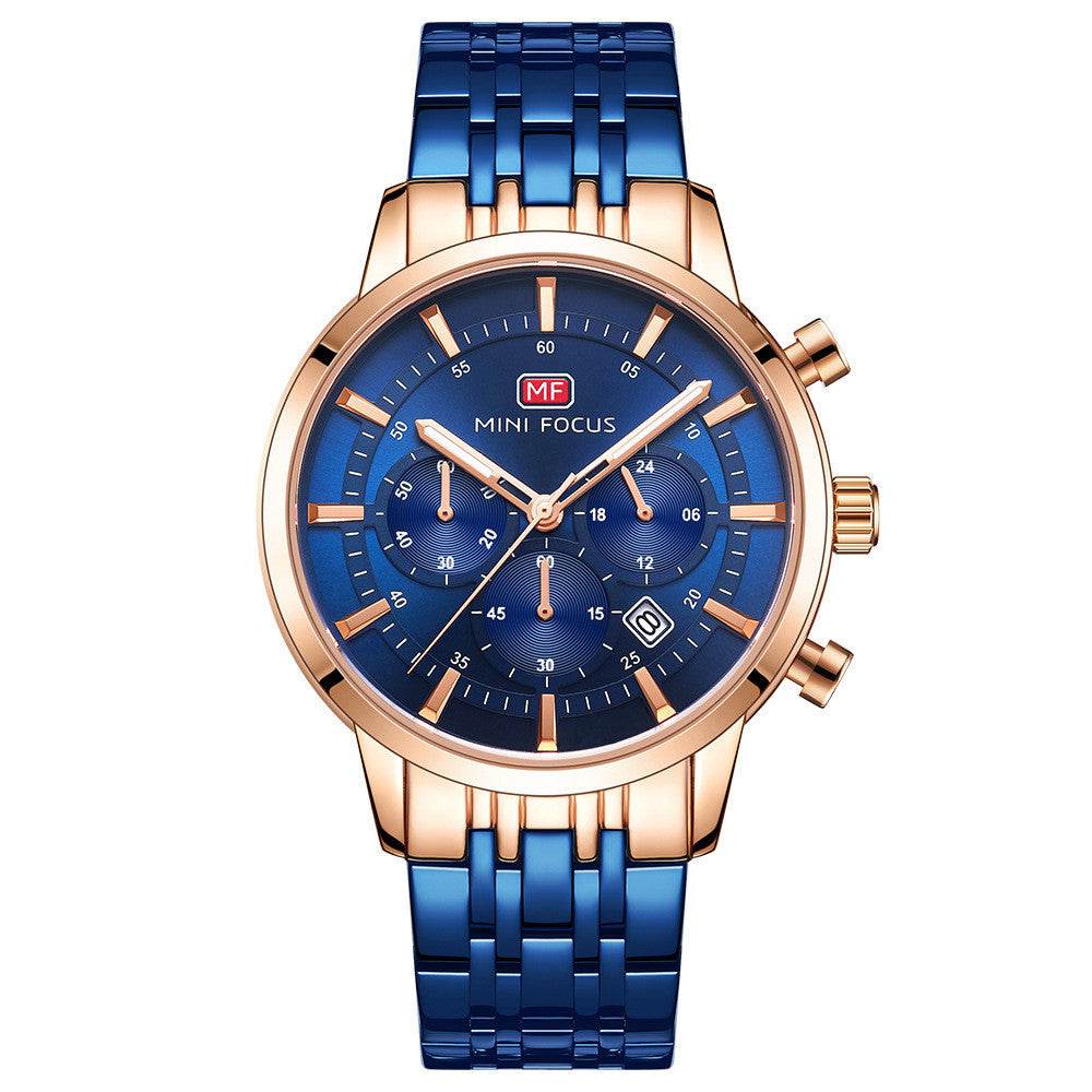 Waterproof steel band large dial luminous quartz watch - Emprize360