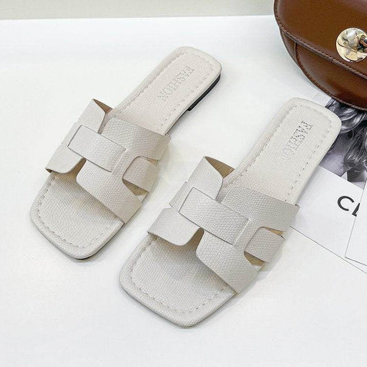 "Women's Fashion Leather Square-Toe Sandals - Stylish Outerwear Footwear" - EMPRIZE 360