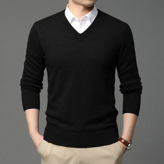 Men's V-Neck Long Sleeve Sweater Shirt
