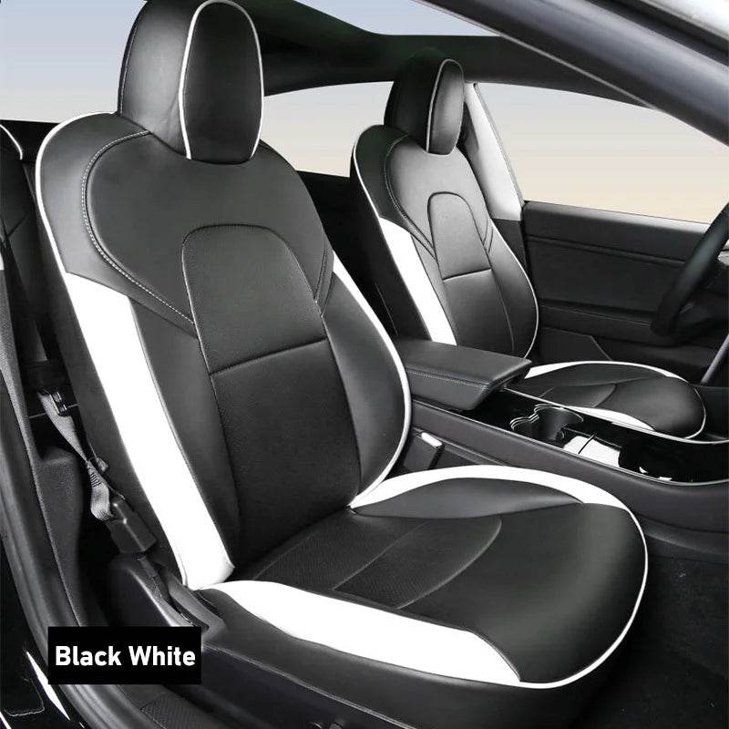 Custom Tesla Model Y Seat Covers – White, Black & Red All-Weather Protection for 2020-2023 - Emprize360