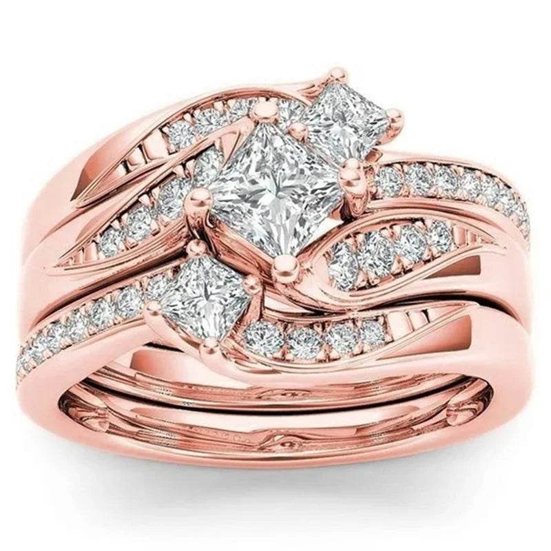 Wedding & Engagement Ring Set with AAA Cubic Zirconia - Emprize360