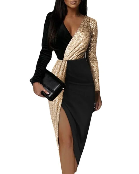 Luxury High Waist Sequin Party Dress
