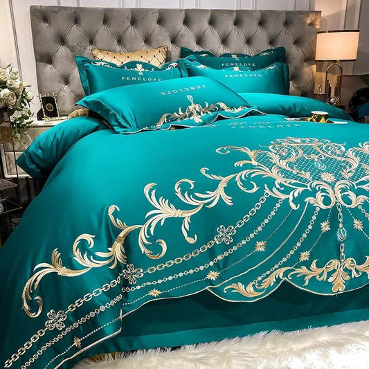 European-Style Bed Sheet Four-Piece Set 100 Cotton High-End Atmospheric Ice Silk Quilt Cover Pure Cotton Bedding - Emprize360