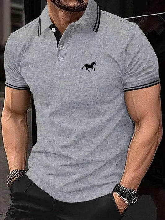New Men's T-shirt Classic Short Sleeved Shirt Summer Top Casual T-shirt Button Lapel Super Large S-3XL Casual Polo Shirt - Emprize360