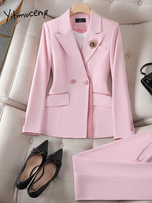 2025 New All Season Ladies Elegant Office Work Wear Blazers Pantsuits Pants Set Formal Styles Women Professional Trousers Sets