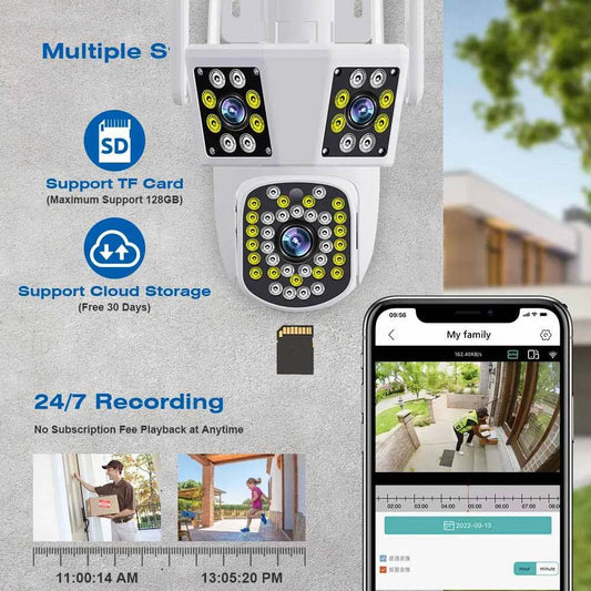 6K 12MP WIFI PTZ Camera with 3 Lenses, Motion Detection, Waterproof Outdoor Security Surveillance" - EMPRIZE 360