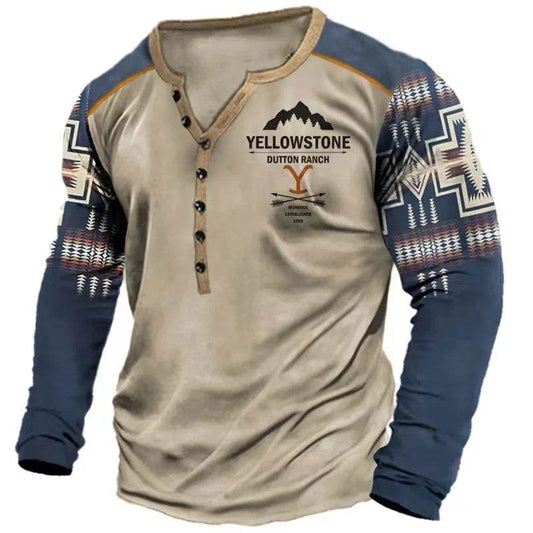 Rugged Vintage USA Oversized Long Sleeve T-Shirt for Men with Bold Graphic - Emprize360