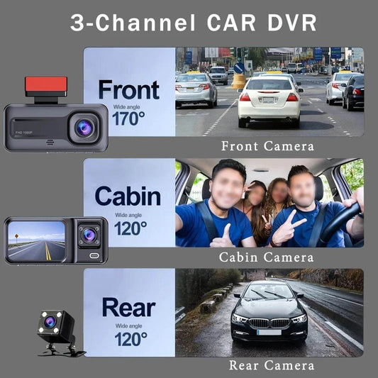 GMAIPOP 3-Channel 1080P Dash Cam with Rear View Camera & WiFi for Car DVR - Emprize360