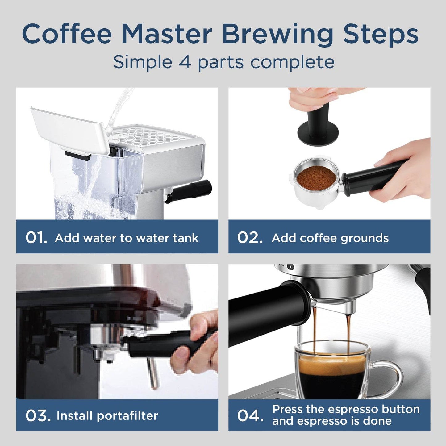 Geek Chef 20-Bar Espresso Machine with Milk Frother – Stainless Steel Home Espresso Maker for Latte, Cappuccino & Macchiato, 1.8L Water Tank - Emprize360