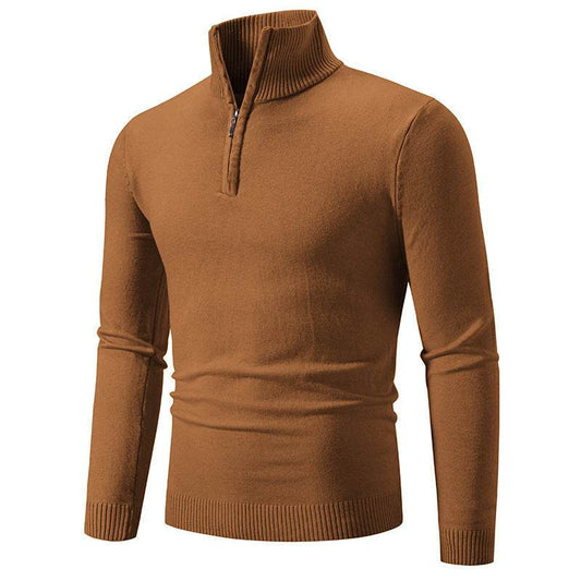 Men's Zip-Up Turtleneck Pullover Sweater – Stylish Long-Sleeve Knit for Cozy Comfort - Emprize360