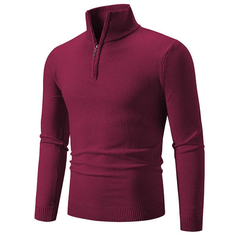 Men's Zip-Up Turtleneck Pullover Sweater – Stylish Long-Sleeve Knit for Cozy Comfort - Emprize360