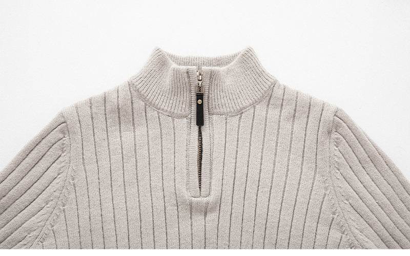 Men's Long-sleeved Half-turtleneck Zip-up Sweater - Emprize360