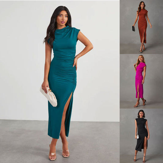 Elegant Slim-Fit Split Sheath Dress