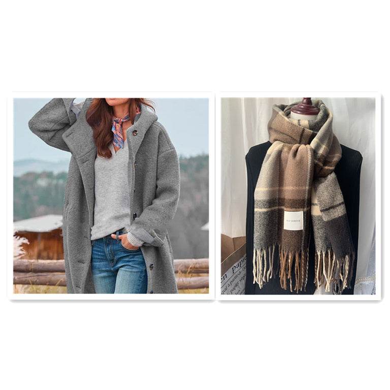 Chic Women's Temperament Tweed Trench Coat - Thickened & Medium-Length - Emprize360
