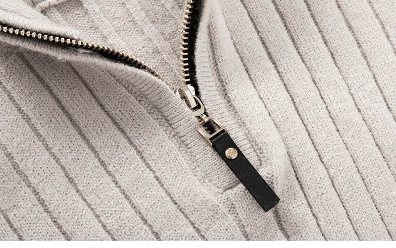 Men's Long-sleeved Half-turtleneck Zip-up Sweater - Emprize360