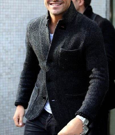 Men's Long Sleeve Slim Fit Stand Collar Cardigan - Warm Casual Bottoming Shirt - Emprize360