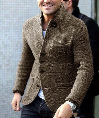 Men's Long Sleeve Slim Fit Stand Collar Cardigan - Warm Casual Bottoming Shirt - Emprize360
