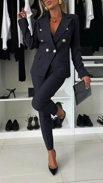 European & American Style Women's Casual Suit – Solid Color - Emprize360