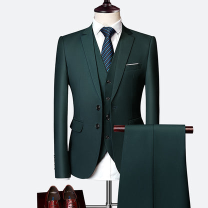 Modern British Style 3-Piece Suit - Slim-Fit Wedding & Groom Formalwear