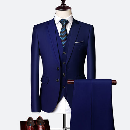 Modern British Style 3-Piece Suit - Slim-Fit Wedding & Groom Formalwear