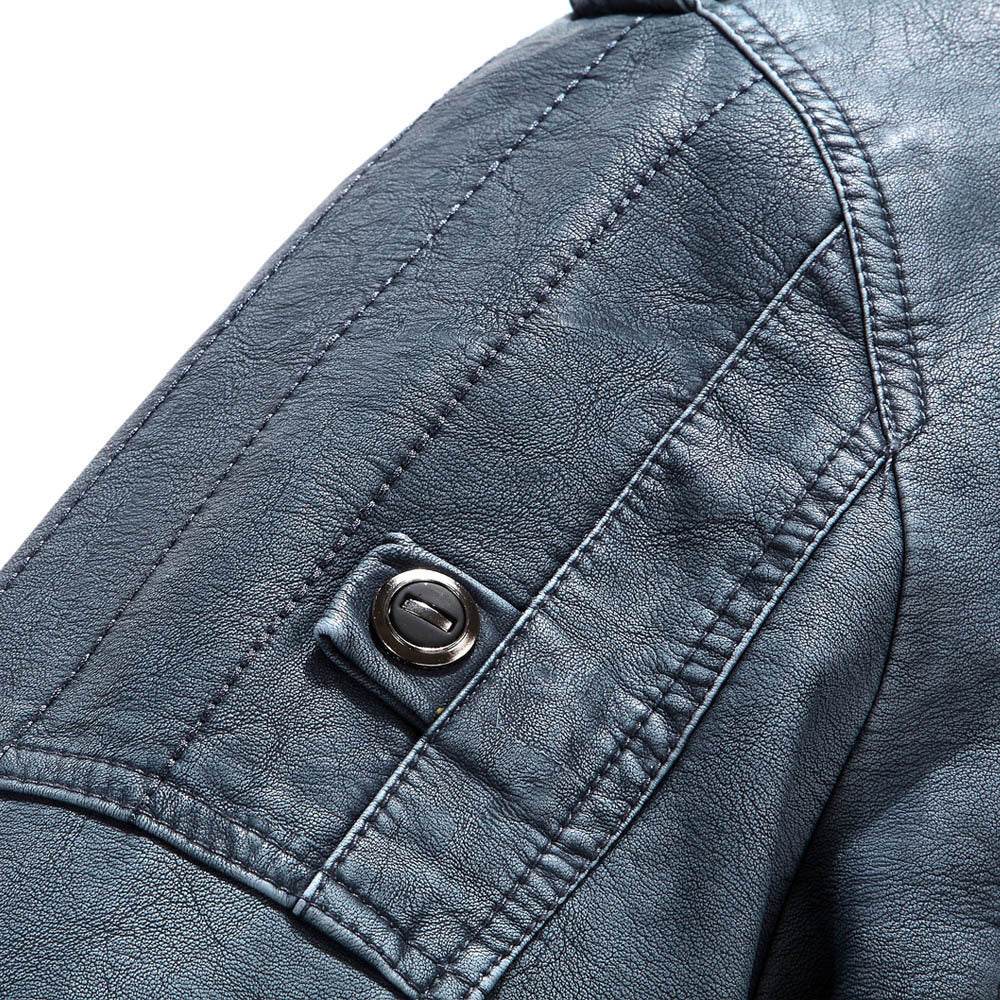 Men's Retro Washed Leather Jacket with Velvet Lining – Classic and Stylish - Emprize360