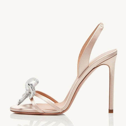 Women's Fashion Diamond Decorations Bow High Heel Sandals - Emprize360