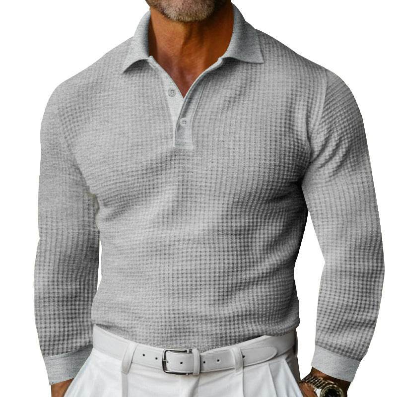 Long Sleeve Lapel Button Casual T-Shirt – Relaxed Vacation Style - Emprize360