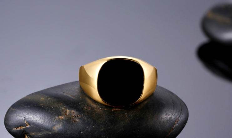 Sleek minimalist design personality domineering black drop oil men's ring classic men's ring - Emprize360